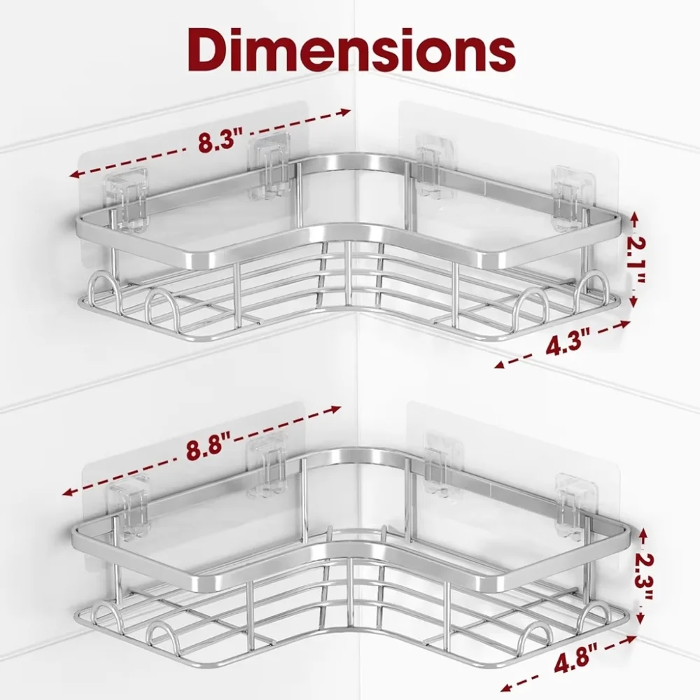 Set Of 2 Stainless Steel Corner Shower Caddy